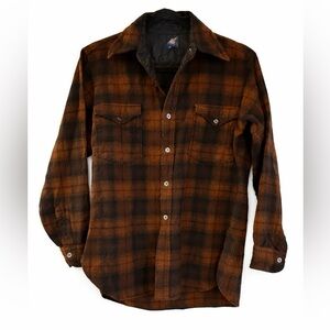 Vintage 70s (?) Brown Plaid Wool Shirt